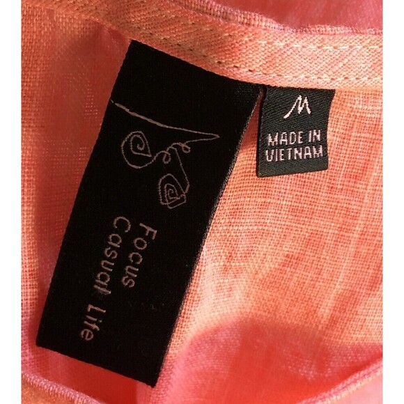 Focus Dress Women's Size Medium Pink Long Sleeve Maxi Linen Minimalist - Picture 8 of 8